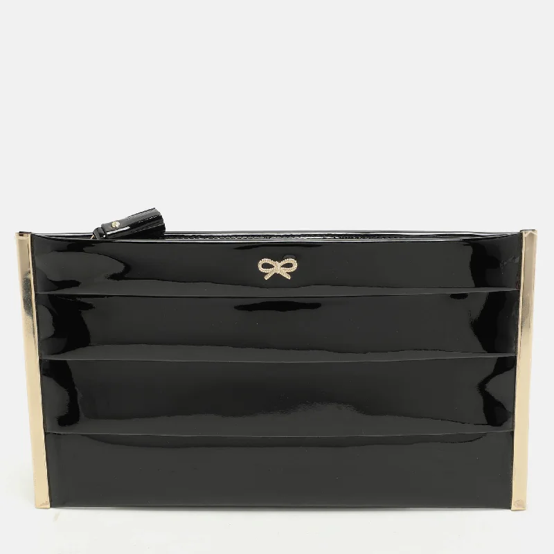 Anya Hindmarch Black Patent Leather Clutch