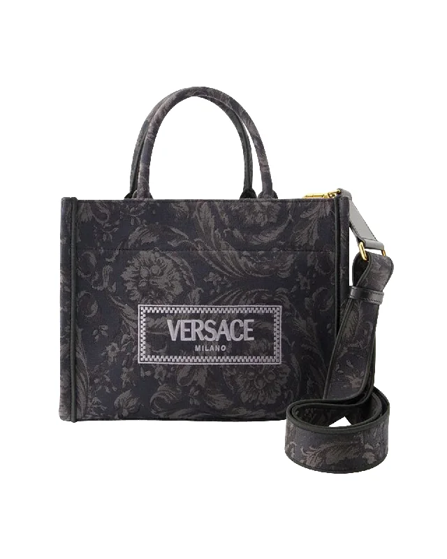 Athena Medium Tote Bag - Versace - Cotton - Black