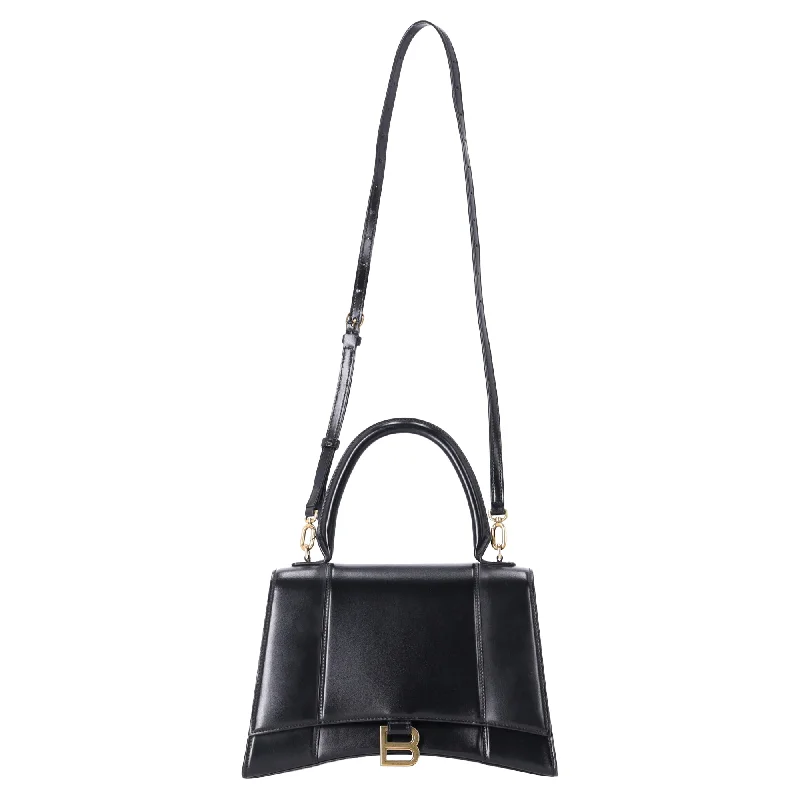 Balenciaga Hourglass Small Top Handle Bag in Black Leather