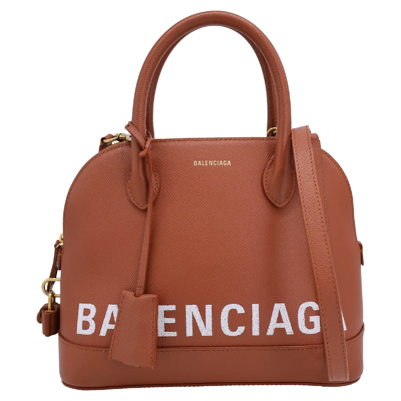 Balenciaga Small Ville Top handbag in Brown Calfskin Leather