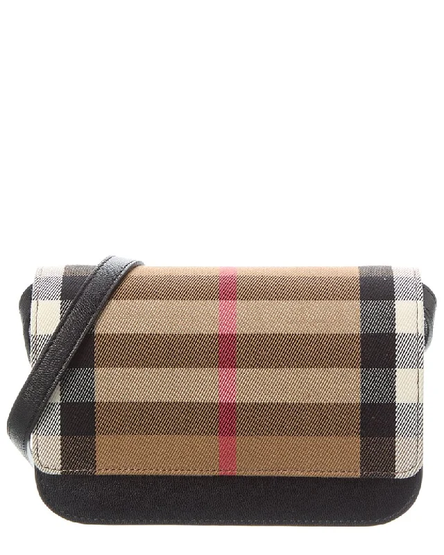 Burberry Check Canvas & Leather Shoulder Bag