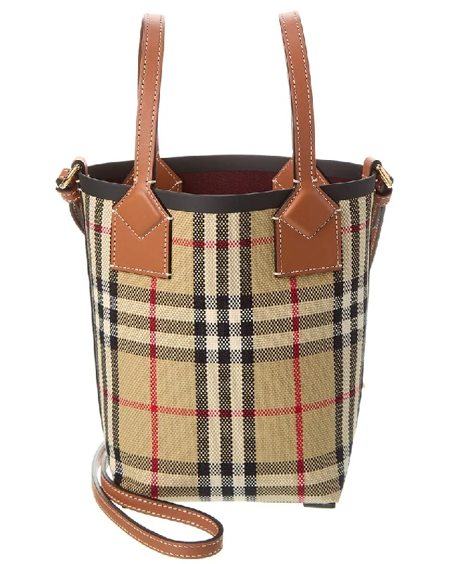 Burberry London Mini Check Canvas & Leather Tote