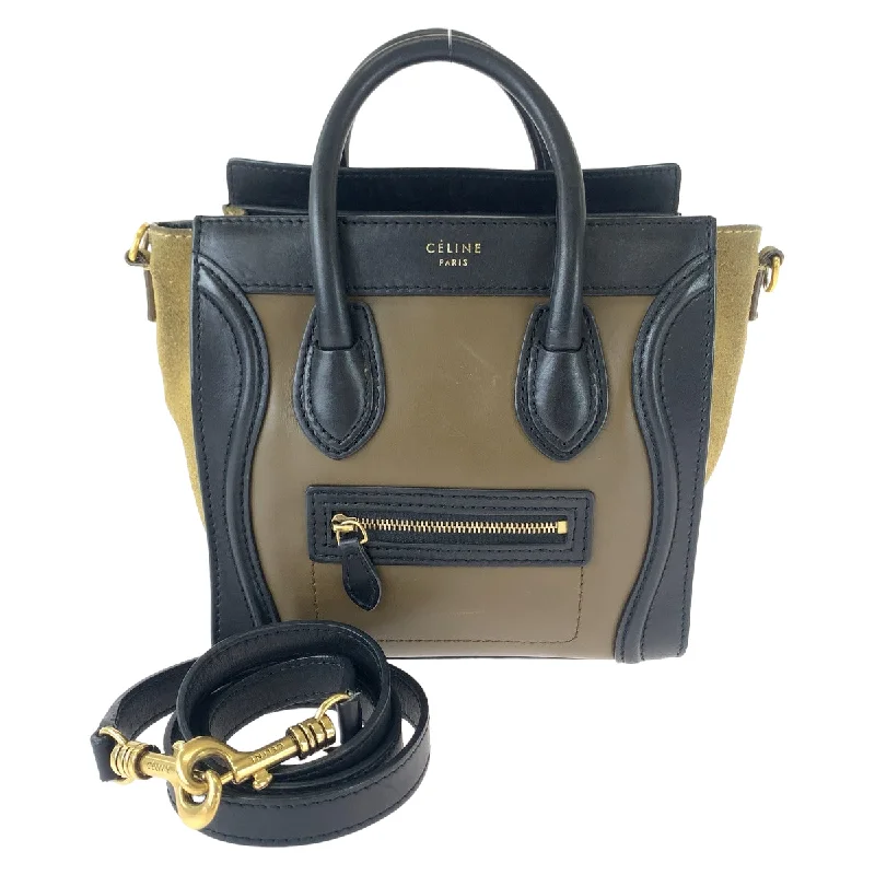 Celine Luggage Nano Leather Suede Handbag