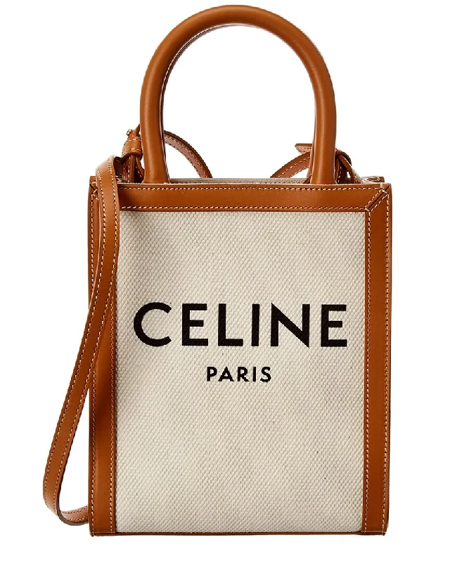 CELINE Vertical Cabas Mini Canvas & Leather Tote