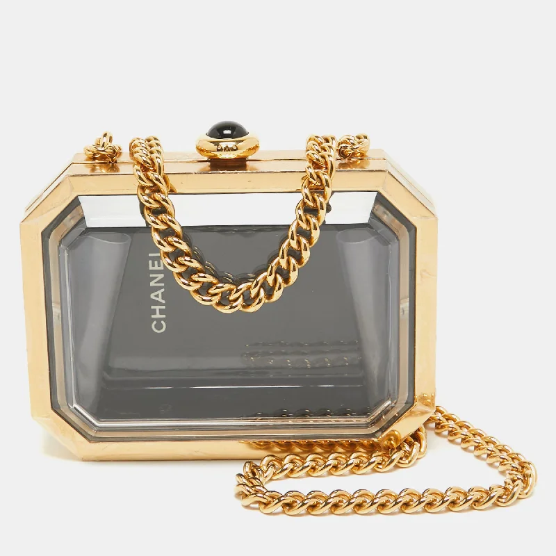 Chanel Gold Premiere Plexiglass Minaudiere Clutch Bag