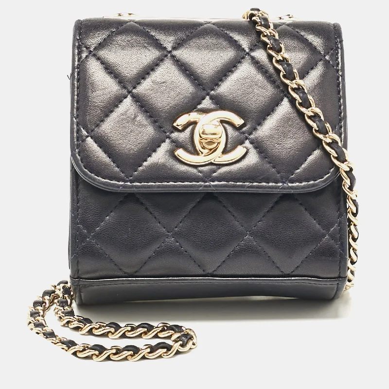 Chanel Navy Blue Quilted Leather Micro Trendy Cc Clutch