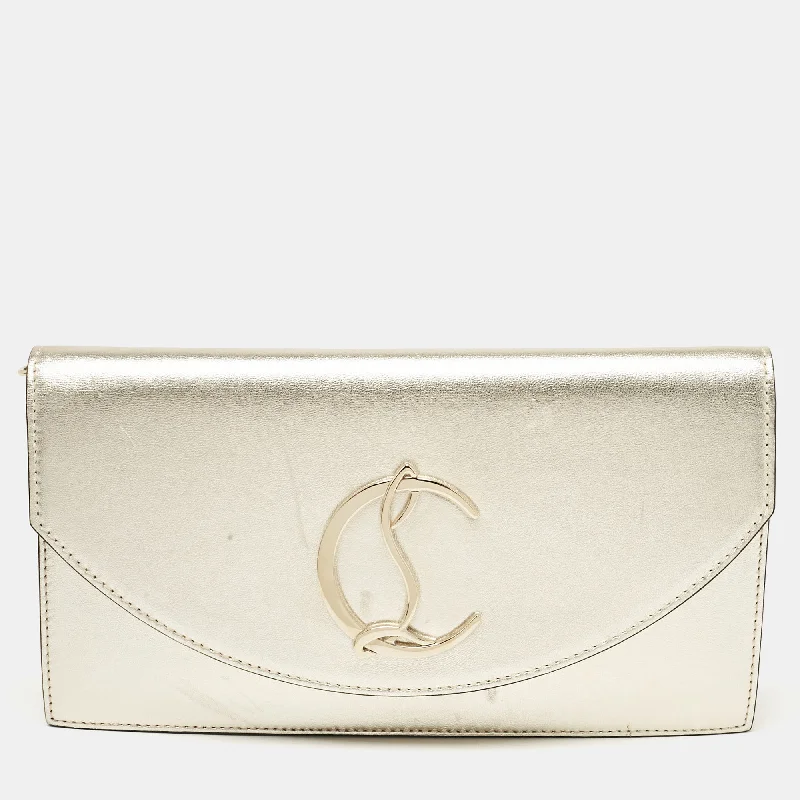 Christian Louboutin Gold Leather Loubi54 Clutch Bag