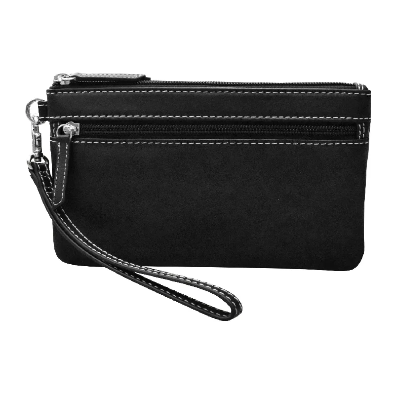 Double Zip Clutch with Wrist Strap