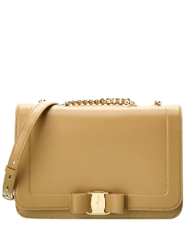 Ferragamo Vara Bow Front Flap Leather Shoulder Bag