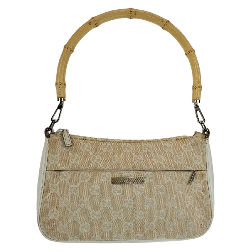 Gucci Bamboo Canvas Leather Handbag