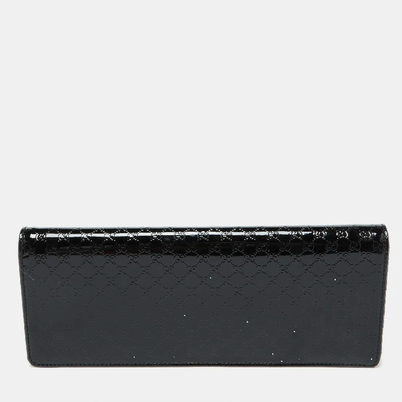 Gucci Black Microguccissima Patent Leather Broadway Evening Clutch