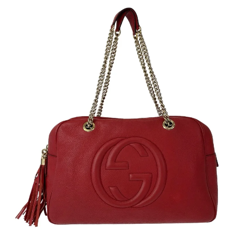 Gucci Soho Interlocking GG Logo Leather Handbag