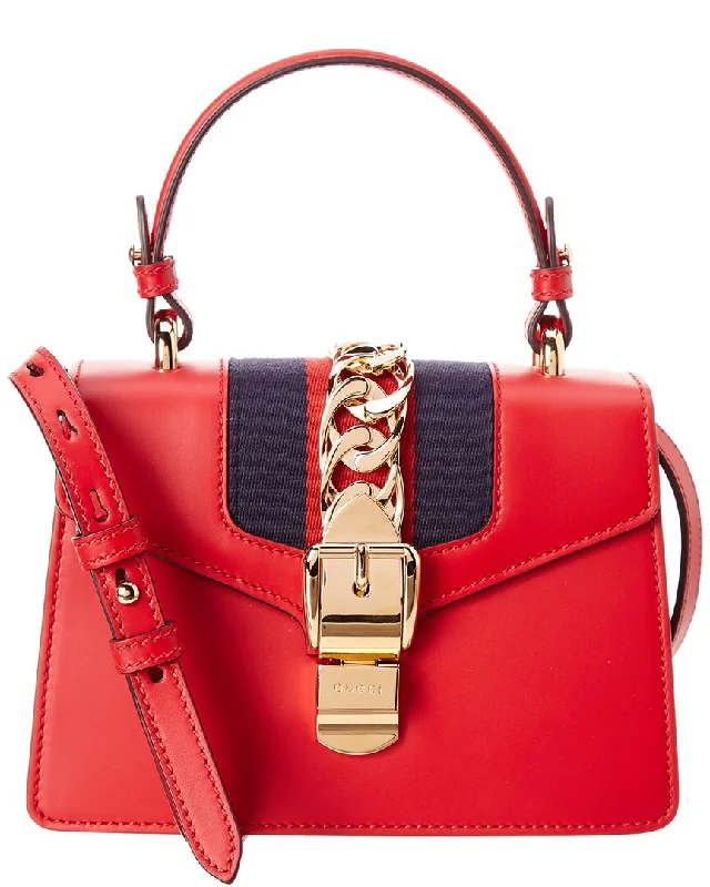 Gucci Sylvie Mini Leather Top Handle Shoulder Bag