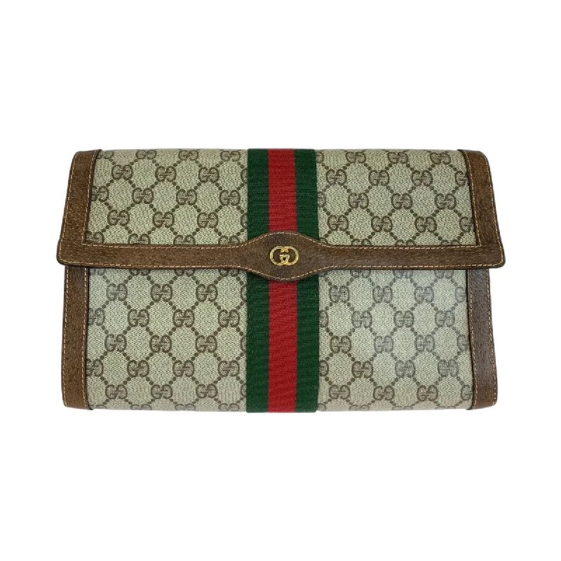 Gucci Vintage Interlocking GG Supreme Canvas Leather Clutch