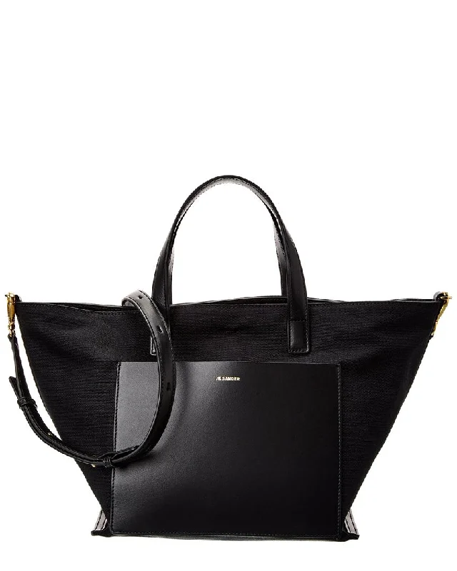 Jil Sander Wander Square Small Canvas & Leather Tote