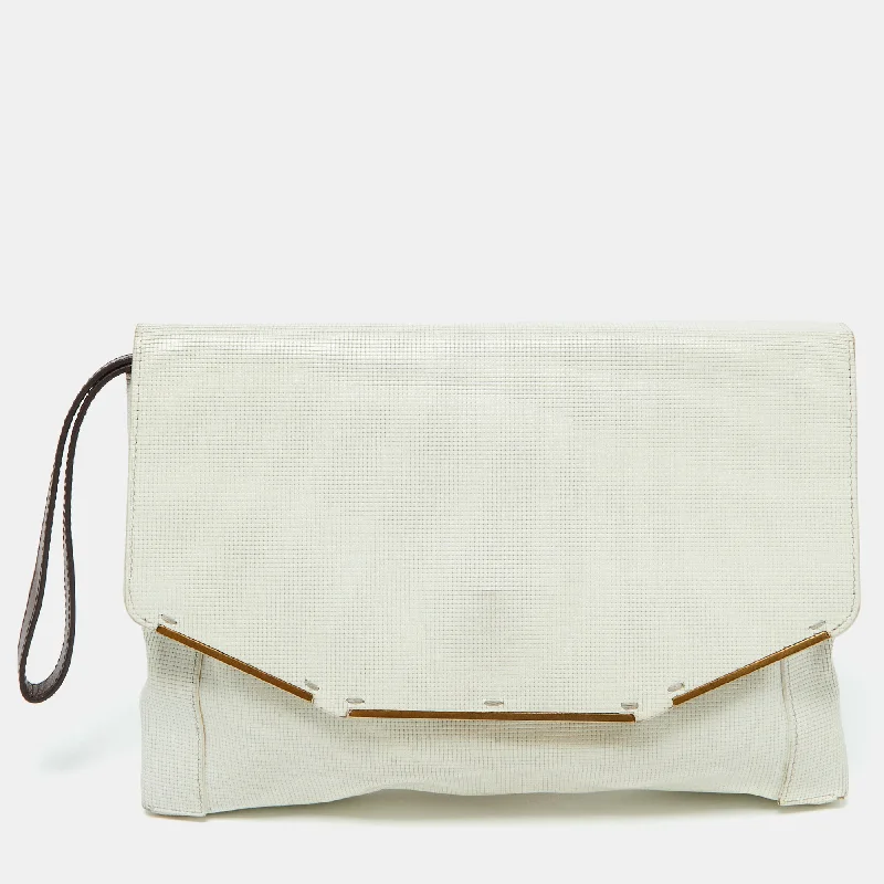 Lanvin White Leather Miss Sartorial Wristlet Clutch