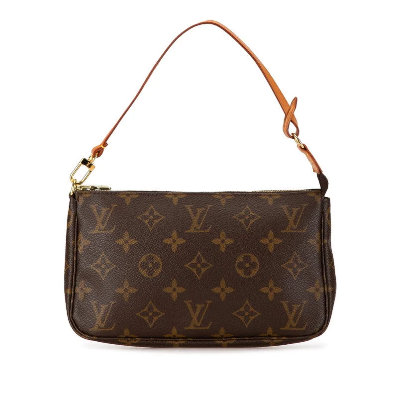 Louis Vuitton Monogram Pochette Accessoires Shoulder Bag Brown PVC Leather