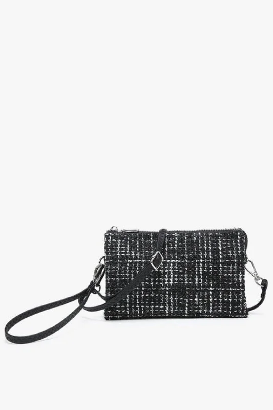 M013TWD Riley Tweed 3 Compartment Crossbody/Wristlet