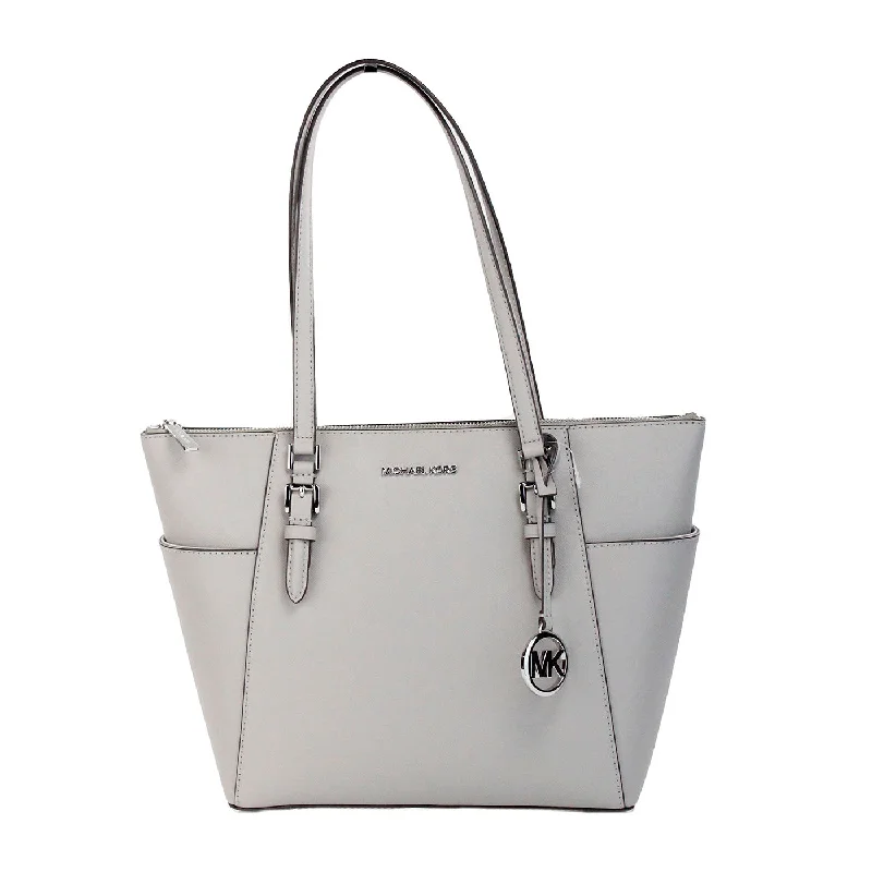 Michael Kors Charlotte ivory  Large Leather Top Zip Tote Bag Women's Purse