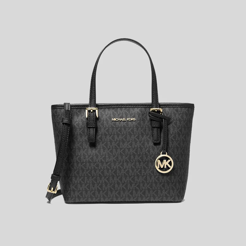 MICHAEL KORS Jet Set Travel Extra Small Convertible Tote In Signature Canvas Black 35T9GTVT0B