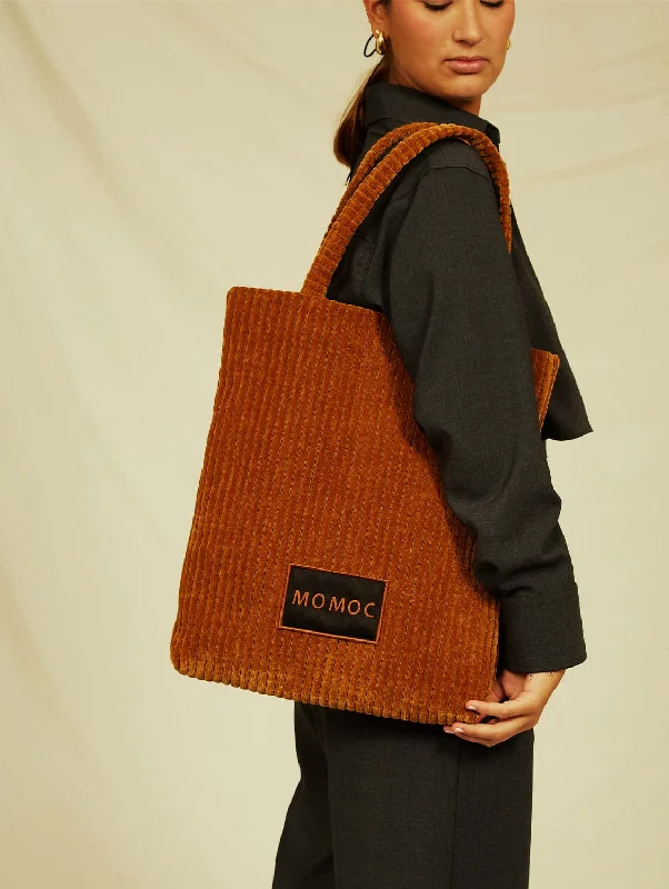 Momoc Corduroy Vegan Tote Bag | Brown