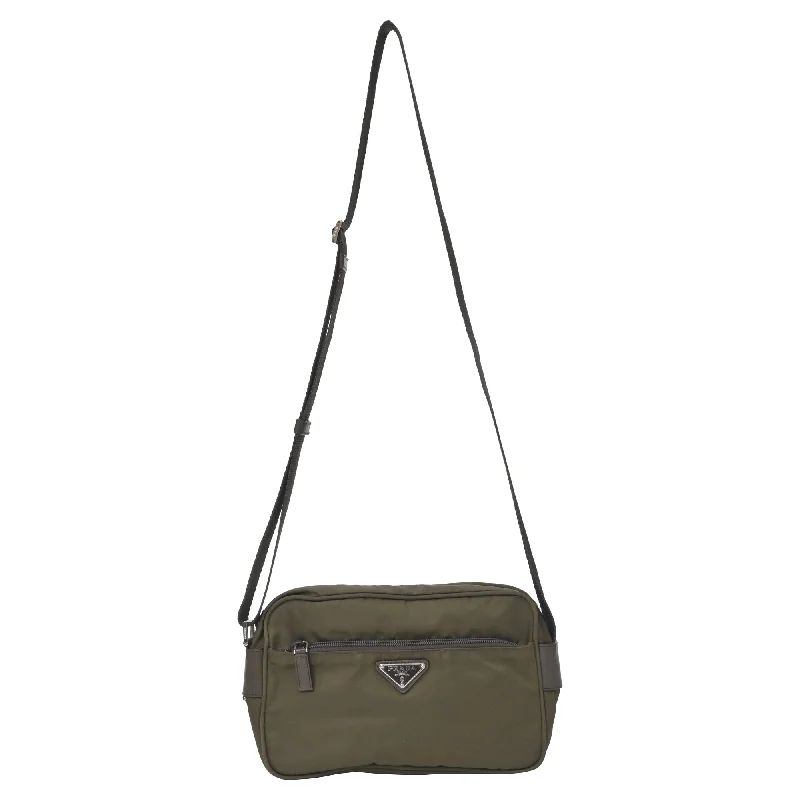 Prada  Re-Nylon Logo Crossbody Bag in Olive Green Nylon