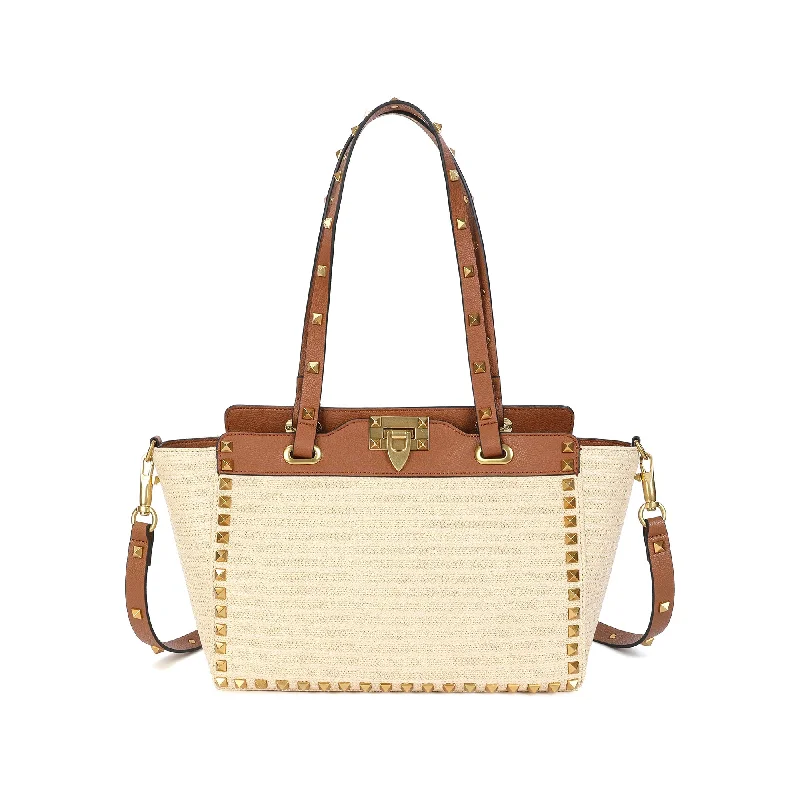 Raffia & Leather Tote