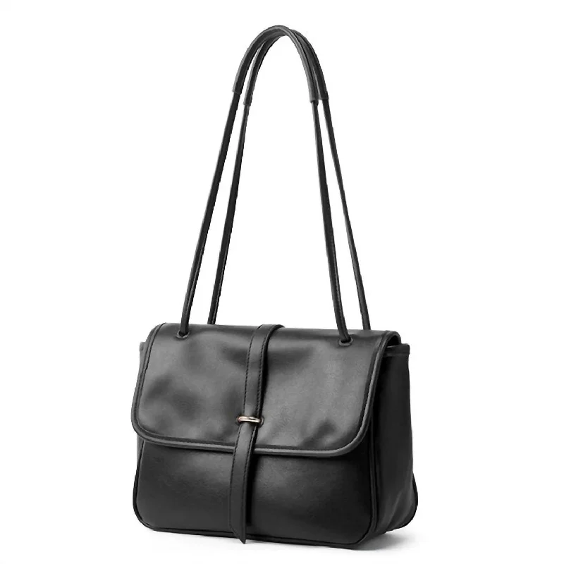 Regina Vegan Leather Shoulder Bag In Black