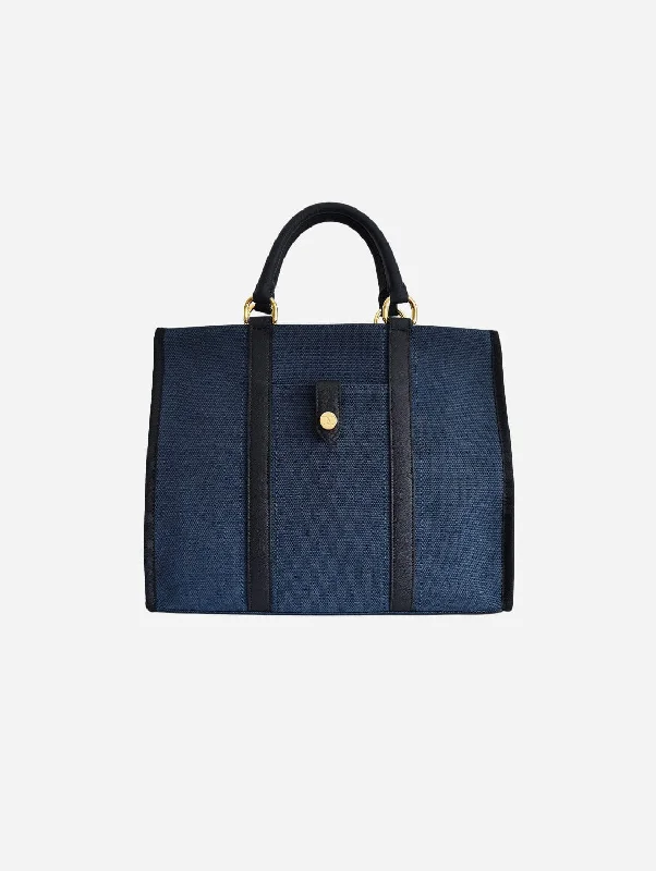 Dune Organic Canvas Tote Bag | Navy & Black