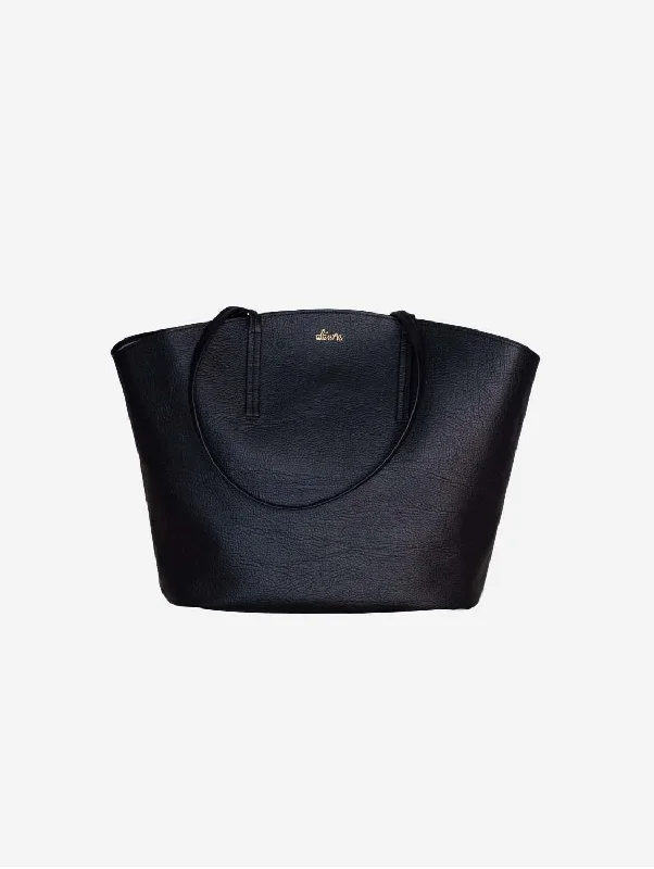 Mimosa Vegan Apple Leather Tote Bag | Black