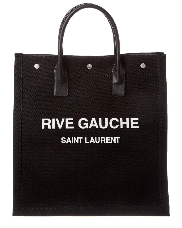 Saint Laurent Rive Gauche N/S Canvas & Leather Tote