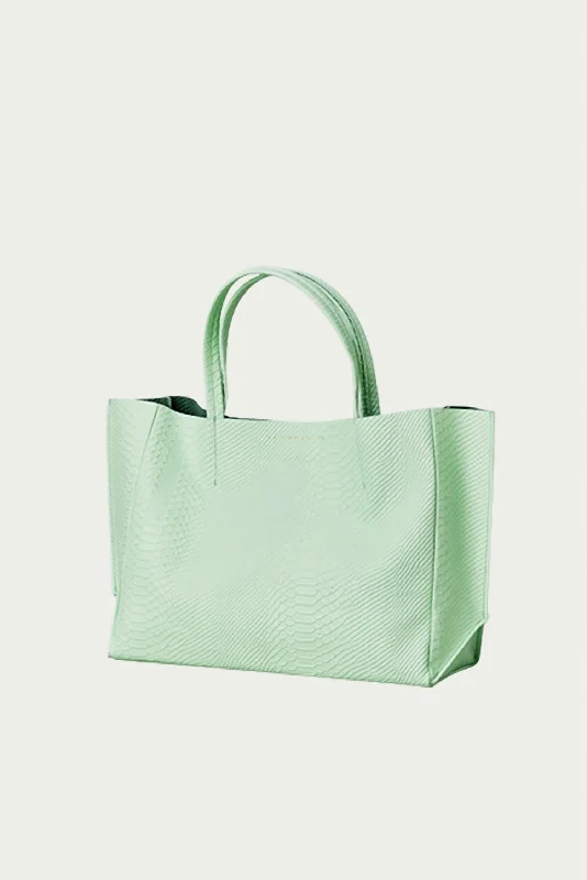 Sideways Tote In Mint Python