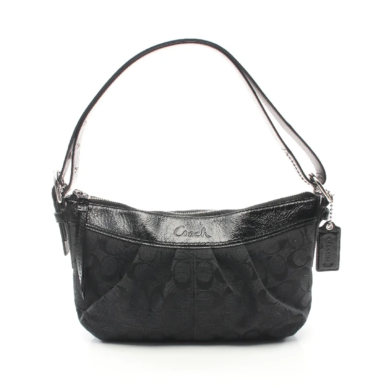 Soho Pleated Signature One Shoulder Bag Canvas Patent Leather