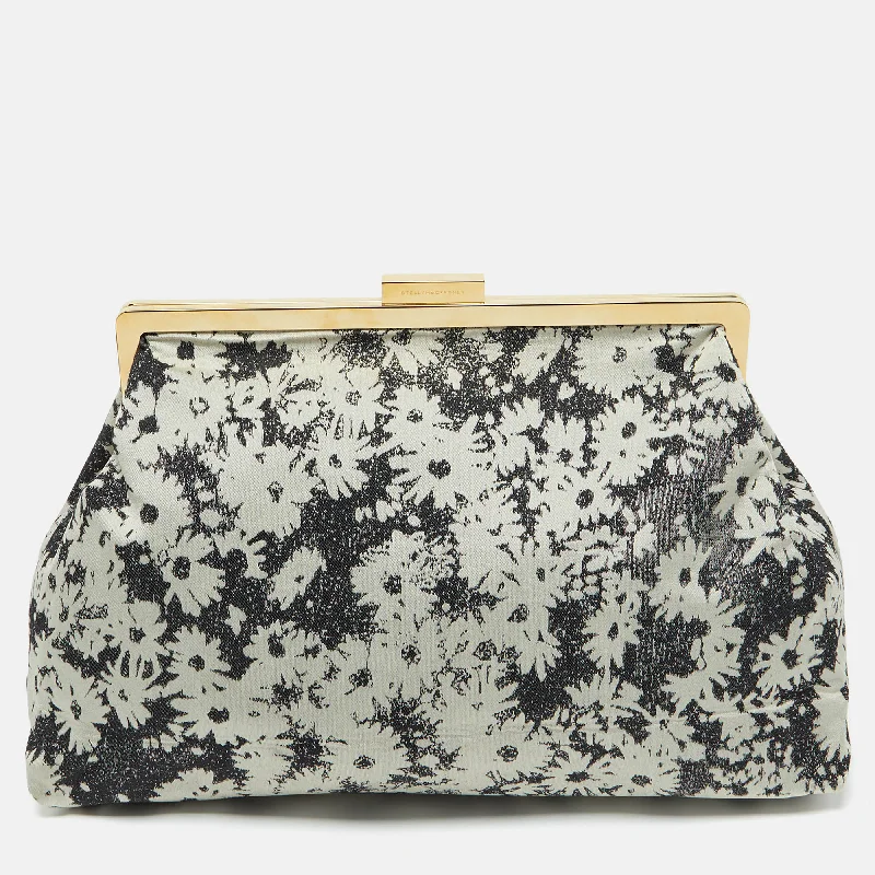 Stella Mccartney Grey Canvas Floral Printed Oversized Daisy Clutch