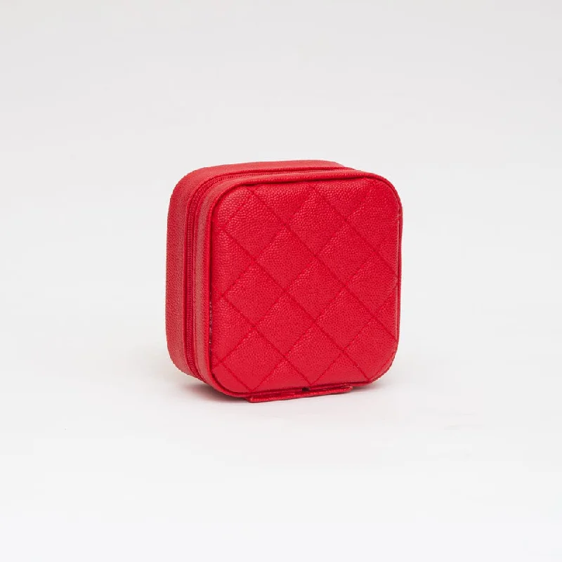 TG10707 Quilted Zip Around Square Jewelry Box