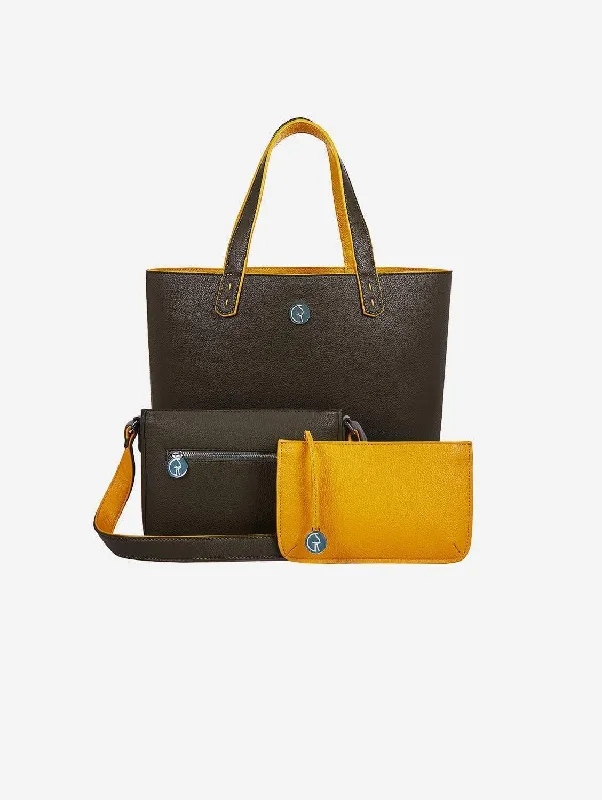 3 Vegan Leather Bags in 1 | Green & Mustard