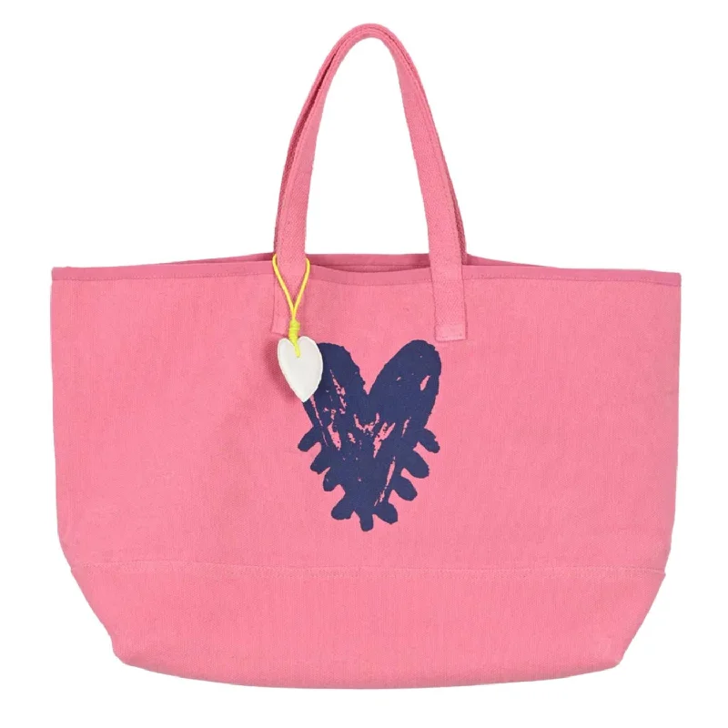 The Small Tote Pop Heart Bag In Rhubarb