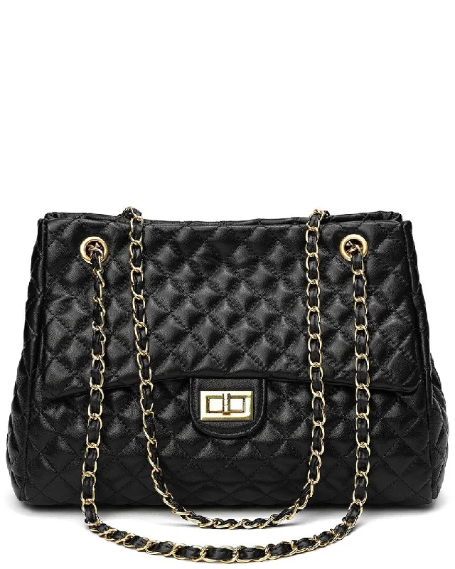 Tiffany & Fred Full-Grain Quilted Leather Tote