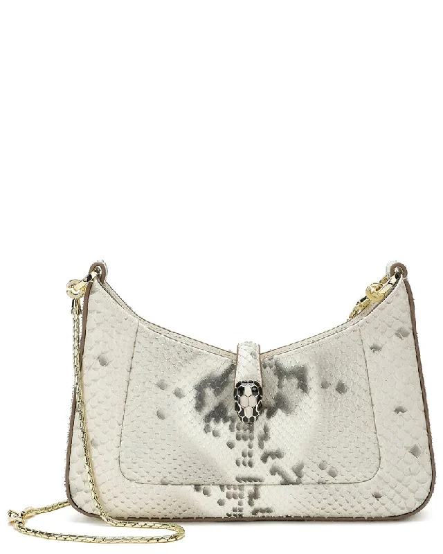 Tiffany & Fred Paris Snake-Embossed Leather Shoulder Bag