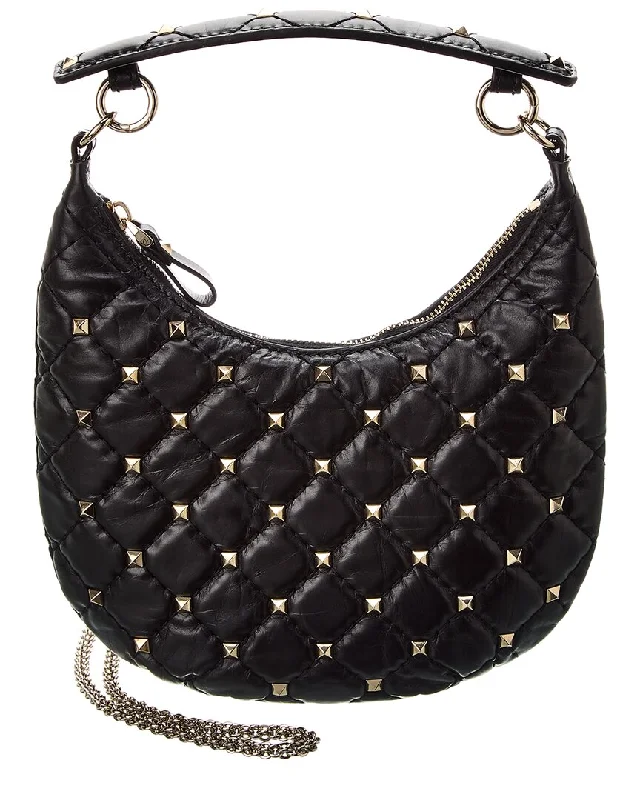 Valentino Rockstud Spike Leather Hobo Bag