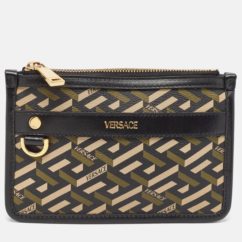 Versace Multicolor Coated Canvas And Leather La Greca Clutch