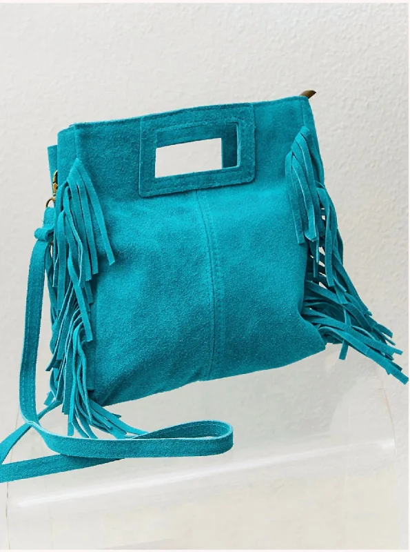 Women's Crissy Suede Fringe Bag In Aqua