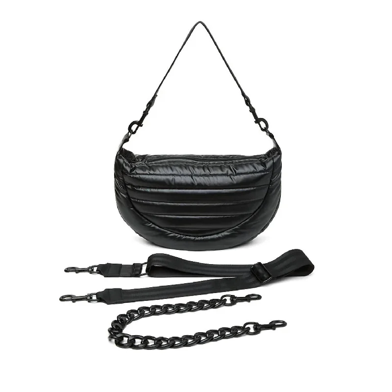 Women's Elton Hobo Crossbody Bag In Pearl Black W/ Black