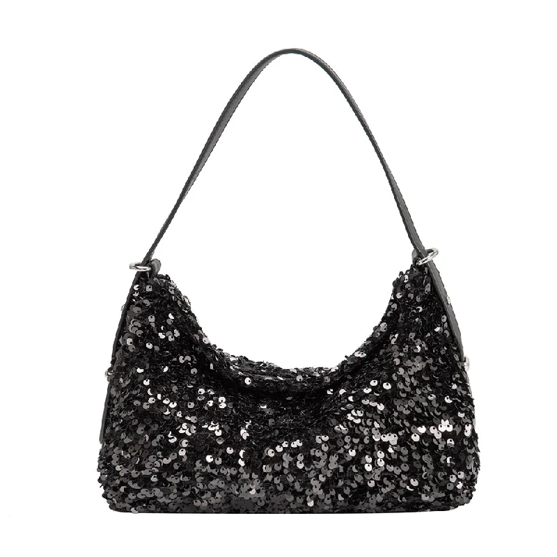 Yara Black Sequin Shoulder Bag