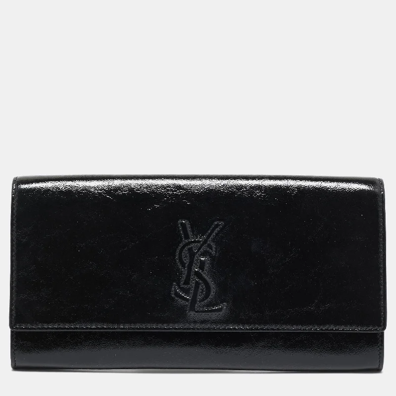 Yves Saint Laurent Black Patent Leather Belle De Jour Clutch