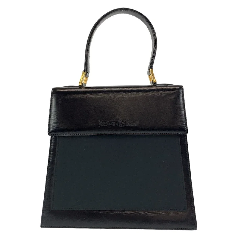 Yves Saint Laurent Vintage Leather Handbag Black Gold