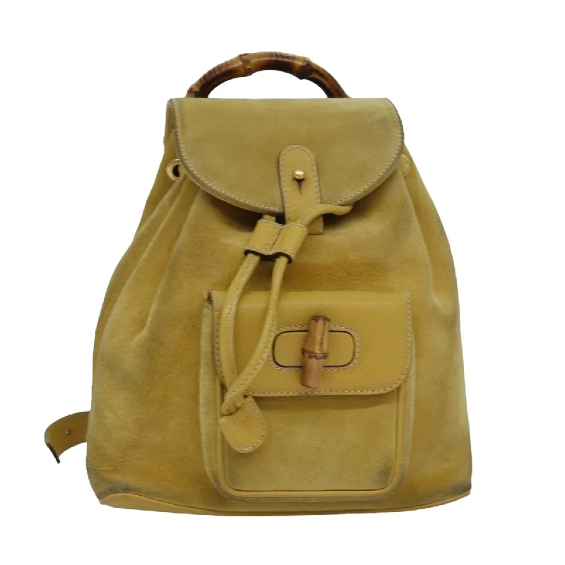 Gucci Bamboo  Suede Backpack Bag (Pre-Owned)