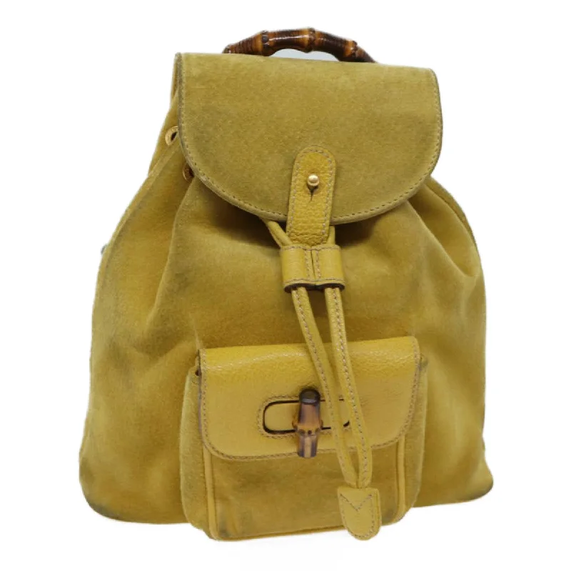 Gucci Bamboo  Suede Backpack Bag (Pre-Owned)